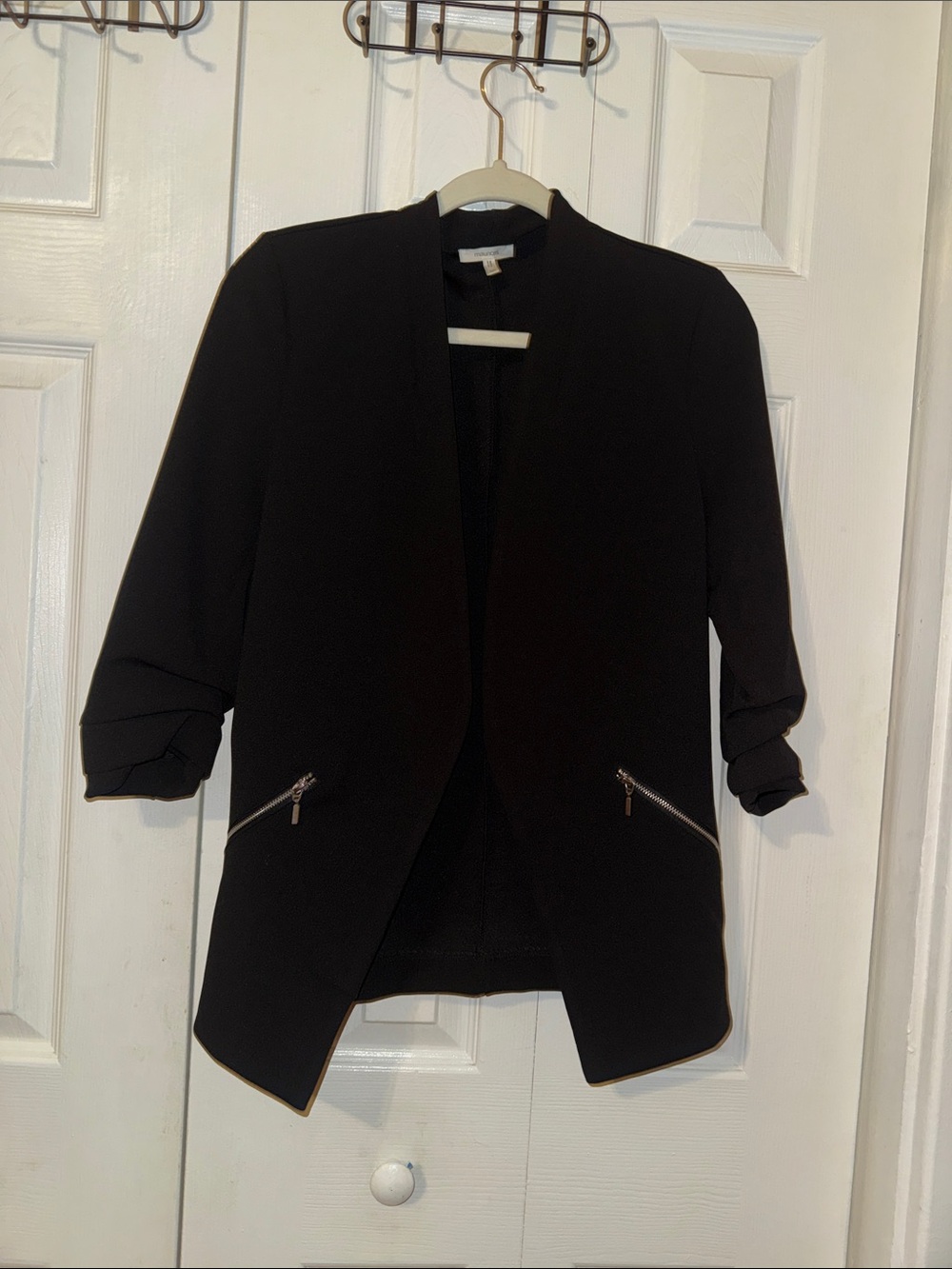 Maurices Black Open-Front Blazer with Zip Pockets